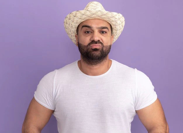 beardy man wearing hat | summer beard