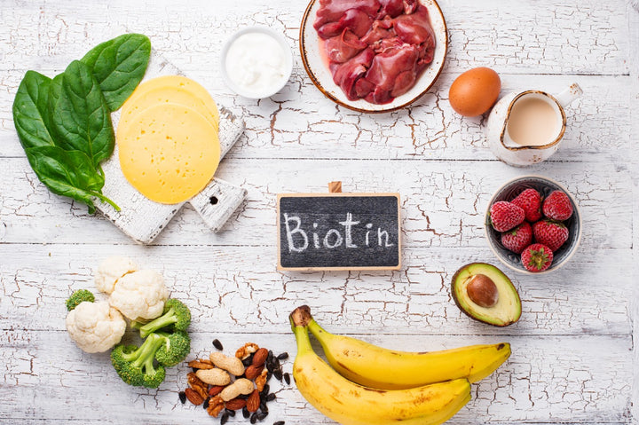 a table full of foods that contain Biotin