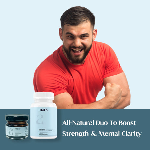 Mars Strength Max Combo: Pure Himalayan Shilajit & Lion's Mane Caps Powered With Tongkat Ali