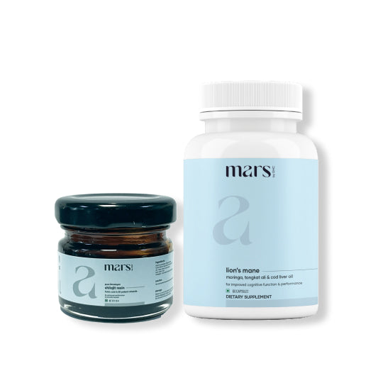 Mars Strength Max Combo: Pure Himalayan Shilajit & Lion's Mane Caps Powered With Tongkat Ali