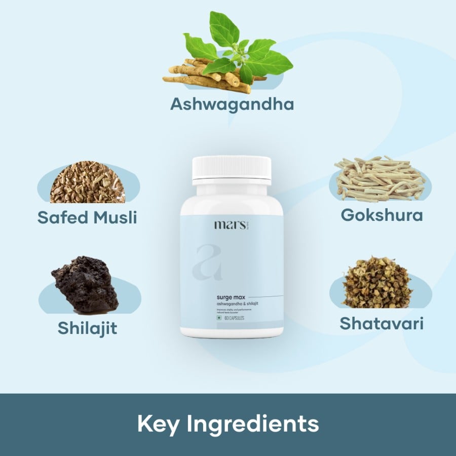 Energy Booster Supplements for Men | Ashwagandha, Safed Musli, Gokshura, Shilajit, Shatawari Tablets & Indian Ginseng
